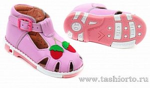 Сандали 209-04.22 сандали,цвет розовый, кожа, модель "клубнички", разм.22, п.