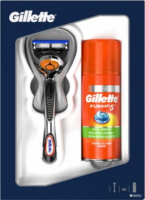 ПН GILLETTE FUSION Бритва с 1 смен касс + Гель д\бритья Hydra Gel SensSkin (д\чувств кожи) 75мл