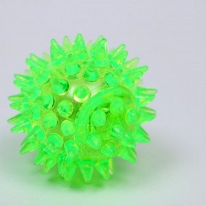 Мяч светящийся для животных малый, TPR, 4,5 см, зелёный