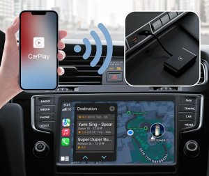 Автомобильный беспроводной адаптер Bluetooth для iPhone CarPlay + Переходник USB-A - Type-C