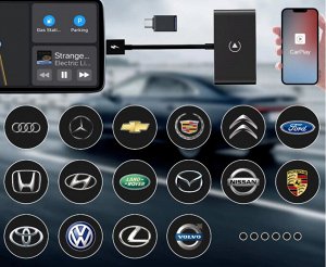 Автомобильный беспроводной адаптер Bluetooth для iPhone CarPlay + Переходник USB-A - Type-C