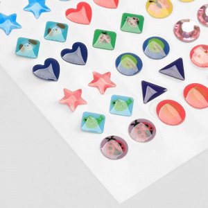 Серьги пластик «Наклейки» улыбка, фигуры, цветные