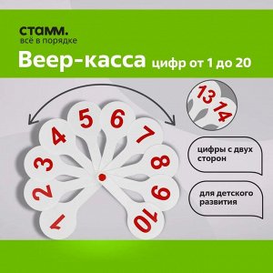 Веер-касса цифр от 1 до 20 прямой и обратный счет, СТАММ