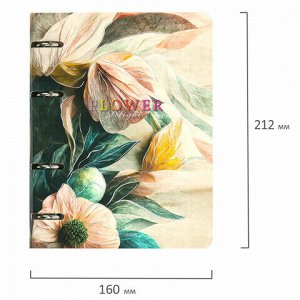 Тетрадь на кольцах А5 160х212 мм, 120 листов, картон, фольга, клетка, BRAUBERG, "Delicate flowers", 404737