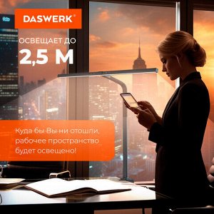 Бестеневая лампа / светильник на струбцине, LED, 16 Вт, черный, высота 75 см, DASWERK, 238331