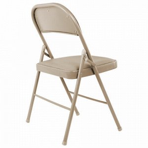 Стул складной BRABIX "Golf Plus CF-003 Комфорт", бежевый каркас, кожзам бежевый, 531567