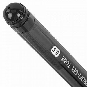 Ручка гелевая BRAUBERG "Profi-Gel TONE", ЧЕРНАЯ, линия письма 0,4 мм, стандартный наконечник 0,5 мм, тонированный корпус, 144127