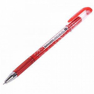 Ручка гелевая BRAUBERG "Profi-Gel PRO", КРАСНАЯ, линия письма 0,4 мм, игольчатый наконечник 0,5 мм, печать на корпусе, 144126
