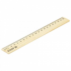 Линейка деревянная 20 см, STAFF, канадская сосна, 210798