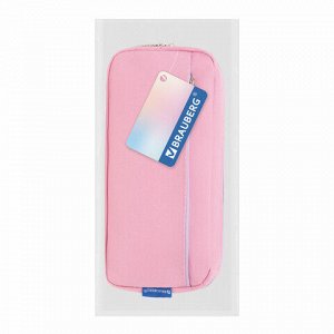 Пенал мягкий BRAUBERG PASTEL, 2 отделения, розовый, 21х9,5х5 см, 272276