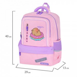 Рюкзак BRAUBERG STAR, 1 отделение, 5 карманов, "Capybara", розовый, 40x29x13 см, 272062