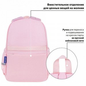 Рюкзак BRAUBERG PASTEL с термонашивками в комплекте, "Anime kitten", персиковый, 40х29х14 см, 272065
