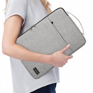 Чехол для ноутбука HEIKKI OPTION 13-14'' (ХЕЙКИ), с ручкой и карманом, серый, 35,5х24х2,5 см, 272600