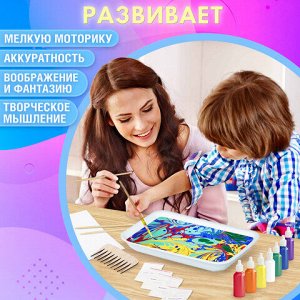 ЭБРУ набор для рисования на воде 7 цветов по 20 мл (40 картин), лоток А4, BRAUBERG HOBBY, 665354