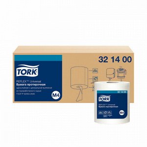 Бумага протирочная с центральной вытяжкой 270 метров, TORK Reflex (M4) 1-слойная, КОМПЛЕКТ 6 рулонов, 321400