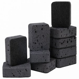 Губки для посуды 9,5х7х3,5 см, КОМПЛЕКТ 10 шт., BIG BLACK, КРУПНОПОРИСТЫЙ поролон с абразивным слоем, LAIMA, 608650