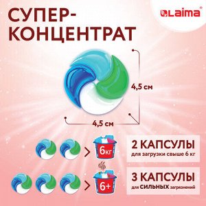 Капсулы для стирки белья большие концентрат 4 в 1, с кондиционером, "Райский сад", 60 шт., LAIMA, 608876