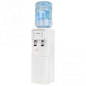 Кулер для воды SONNEN FSE-02Wc, напольный, НАГРЕВ/ОХЛАЖДЕНИЕ ЭЛЕКТРОННОЕ, шкаф, 2 крана, белый, 456167