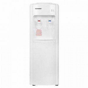Кулер для воды SONNEN FSE-02W, напольный, НАГРЕВ/ОХЛАЖДЕНИЕ ЭЛЕКТРОННОЕ, 2 крана, белый, 456172