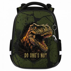 Ранец BRAUBERG PREMIUM, 2 отделения, с брелоком, "Dino attack", 3D-панель, 38х29х16 см, 272016