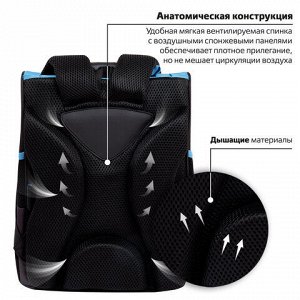 Ранец ПИФАГОР BASIC, 1 отделение, 3 кармана, эргономичная спинка, "Angry shark", 35х28х18 см, 272044