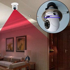 Умная беспроводная IP-камера лампочка видеонаблюдения WiFi smart camera , ночная съемка, датчик движения и микрофон