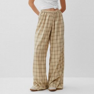 Брюки женские MINAKU: Casual Collection, бежевые клетка