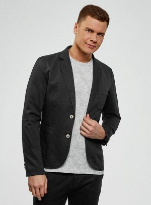 Пиджак хлопковый с накладными карманами и заплатками на рукавах