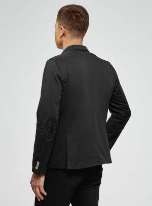 Пиджак хлопковый с накладными карманами и заплатками на рукавах