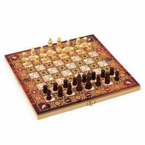 Настольная игра 3 в 1 «Узоры»: нарды, шашки, шахматы, 29x29 см