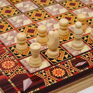 Настольная игра 3 в 1 «Узоры»: нарды, шашки, шахматы, 29x29 см