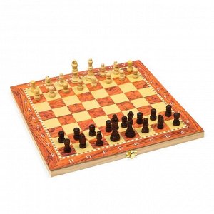 Шахматы, шашки, нарды, настольные игры, набор 3 в 1, 34 х 34 см