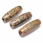 BDZ9-F04 Тибетская бусина Дзи, натуральный агат, 1 шт, размер 29~30x9~11мм