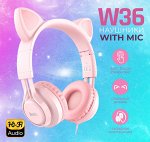 Наушники проводные HOCO W36 Cat ear с микрофоном кошачьи ушки