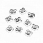 FP1068S Подвески для бижутерии 10шт. Сердце Love 10х12мм цвет серебр.