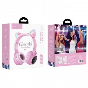 Наушники беспроводные HOCO W27 Cat ear Bluetooth, 300 мАч, TF, AUX