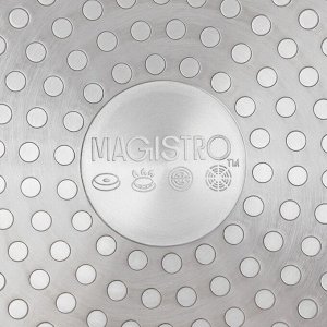 Сковорода Magistro Flame, d=22 см, h=4.5 см, кованый алюминий, ручка soft-touch, антипригарное покрытие, индукция, чёрная