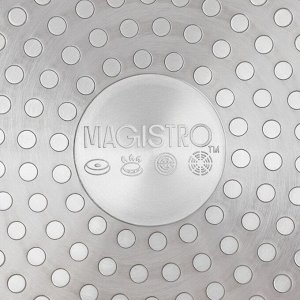 Сковорода Magistro Warrior, d=28 см, h=5.3 см, кованый алюминий, ручка soft-touch, антипригарное покрытие, индукция, чёрная