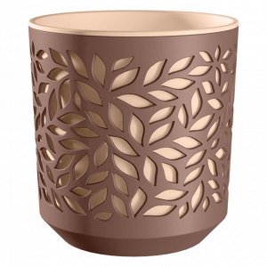 Горшок для цветов "Leaves" 1,25 л., цвет мокко/пудра, с вкладкой