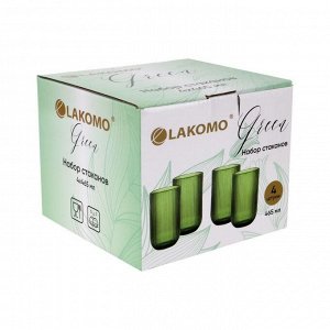 "Green" Набор стаканов 4шт. 465мл, цв.зеленый