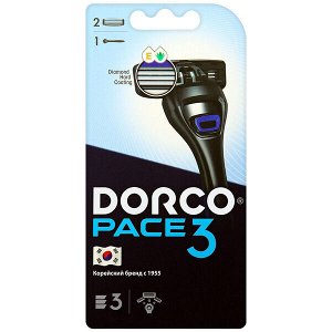 Мужской станок бритвенный c 3-мя лезвиями + запасное лезвие PACE 3, Dorco