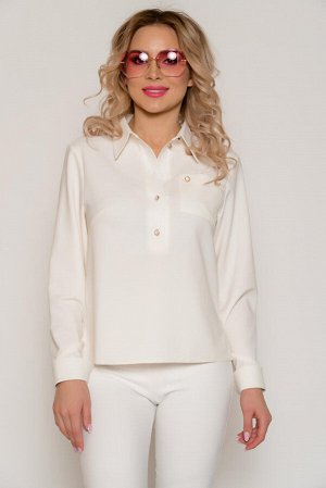 Блуза Плательная тонкая ткань "креп" с хорошим стрейчевым эффектом (тянется).
Белая блуза-рубашка в мужском стиле с длинным рукавом, с застёжкой на петли и пуговицы на планке и широкой манжетой-трансф