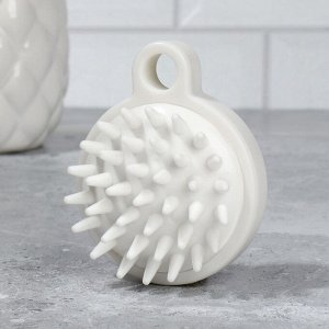 Щётка - массажёр для мытья головы, 8.5x6.8x3.6 см, белая