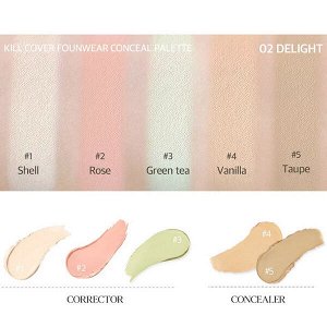 Палетка консилеров и корректоров CLIO Kill Cover Founwear Conceal Palette #Delight, 6г
