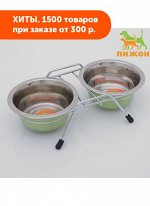 Набор из 2 цветных мисок на подставке, 2х225 мл