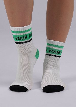 Носки. Цвет: белый/зелёный