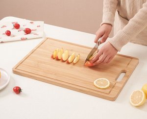Бамбуковая сервировочная разделочная доска на нарезки мяса, рыбы, овощей, фруктов, 30 x 40 x 1,7 см