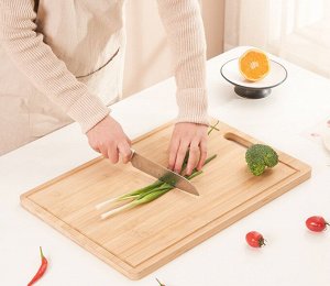 Бамбуковая сервировочная разделочная доска на нарезки мяса, рыбы, овощей, фруктов, 30 x 40 x 1,7 см