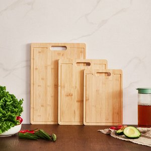 Бамбуковая сервировочная разделочная доска на нарезки мяса, рыбы, овощей, фруктов, 30 x 40 x 1,7 см