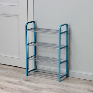 Полка для обуви Доляна, 4 яруса, 42x19x59 см, синяя